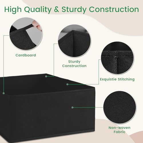 Criusia 16 Pack Underwear Drawer Organizer, Drawer Organizer Clothes, Foldable Cloth Storage Box Closet Dresser Drawer Divider Organizer for Clothes, Scarves (Black) - Image 4