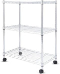 Whitmor 3 Tier Storage Shelves, Heavy Duty with Wheels, 200 lbs Capacity per Shelf, Max 600 lbs Total, Adjustable Shelving Unit for Garage, Kitchen, Bathroom, 24" L x 14" W x 30.5" H, Chrome by Whitmor