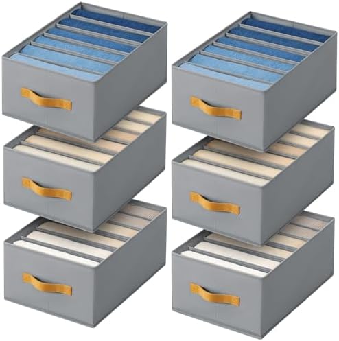 DIMJ Wardrobe Clothes Organizer - Foldable Closet Drawer Organizer Dividers for Jeans, Pants, Sweater, T Shirt, Storage Bins with Handles for Shelf by DiMJ