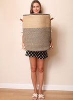 16"x20" Extra Large Cotton Rope Basket with Zipper Lid, Woven Laundry Hamper and Blanket Storage Basket, Round Clothes Bin for Living Room Bedroom, Jute & Black Mix - Image 4