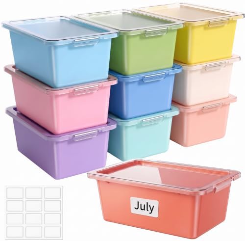 10 Pcs Classroom Storage Cubby Bins with Latching Lid,Macaron by Ferrochef