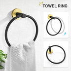 TURS Black and Gold 5 Piece Bathroom Hardware Set, SUS304 Stainless Steel Gold Black Towel Bar Set, 24 Inch Rould Bathroom Accessories Kit Wall Mounted - Image 3