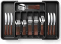 Orange Silverware Set with Expandable Drawer Organizer for 6-24 Piece Stainless Steel Flatware Set with Spoons, Forks, Knives, Heavy Duty Mirror Polished for Home/Kitchen/Restaurant (Woodgrain) by ASellerSpecializinginLife