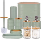 10 PCS Green Bathroom Accessories Set with Trash Can Bathroom Accessory by Viowil