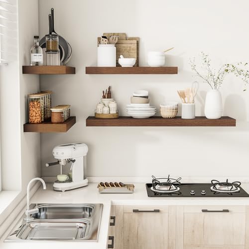 Vivelove 12 Inch Deep Floating Shelves 36” Set of 2, Walnut - Image 6