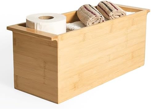 Bamboo Toilet Paper Holder & Bathroom Organizer by Alder Row, Freestanding Toilet Tissue Holder, Modern & Minimalistic Bathroom Storage Solution by Unknown