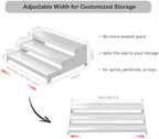 Expandable 3-Tier Metal Spice Rack, Heavy Duty Kitchen Step Shelf Organizer for Cabinet, Pantry & Countertop, Non-Slip Storage for Spices, Perfumes & Collectible Figures(WHITE,1PACK) - Image 2