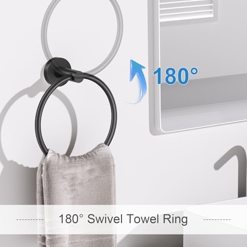 Matte Black Bathroom Hardware Set, 5 Pieces Black Towel Bar Bathroom Accessories Set, Upgraded Toilet Paper Holder with Shelf, 23.6 Inch Towel Rack Towel Holder for Bathroom Wall - Image 4
