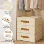 DIMJ Underwear Drawer Organizer, Stackable Bra Organizer for Closet, 3 Pack, Beige - Image 4