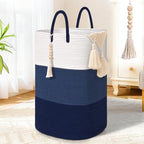 Woven Laundry Basket for Clothes,100 L Large Rectangle Laundry Hampers with Beads Tassel, Nursery Storage Basket for Toys, Tall Dirty Clothes Hamper for Bedroom Aesthetic, Laundry Room Organization by WENMER