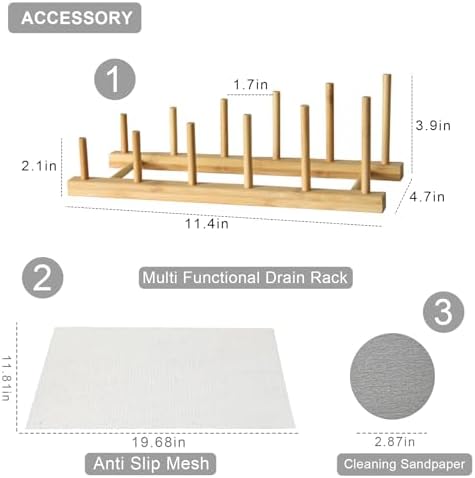 Large Stone Dish Drying Mat for Kitchen Counter,Equipped Dish Rack, Diatomaceous Earth Material, Foldable and Super Absorbent Dish Drying Pad Suitable for Tableware, Bottles and Cup (White, 24×16 IN) - Image 4