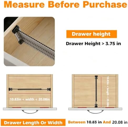12 Pack Drawer Dividers for Clothes, 3.75" High, 10.83-20.08'' Adjustable - Image 3