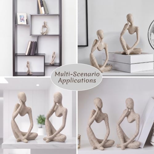 Mifoci 2 Pcs Heavy Duty Thinker Bookends Large Sandstone Book Shelves Decor - Image 6