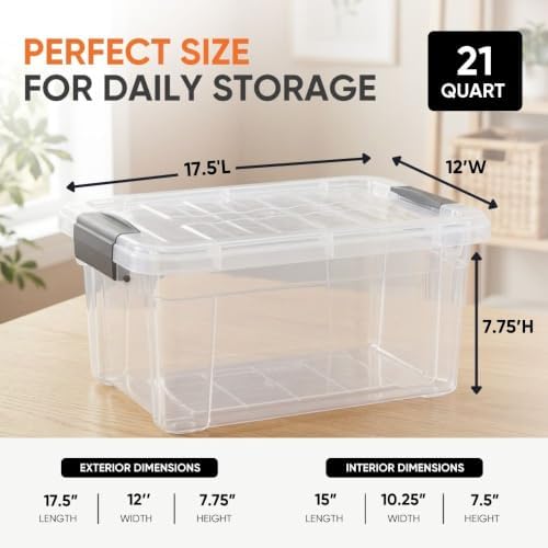 Superio 21 Quart Clear Plastic Storage Boxes with Lids, Stackable Organizer Containers, BPA-Free Storage Bins for Home, Office, School & Dorm, 10 Pack - Image 3