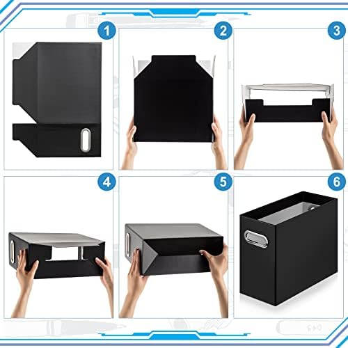Jutom File Organizer Box Cardboard with Handle Collapsible, Black - Image 3