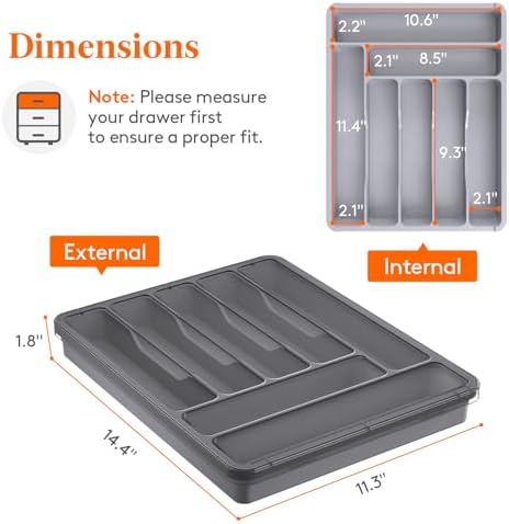 Lifewit Silverware Organizer with Lid, Covered Utensil Tray, 11.3x14.4 - Image 4