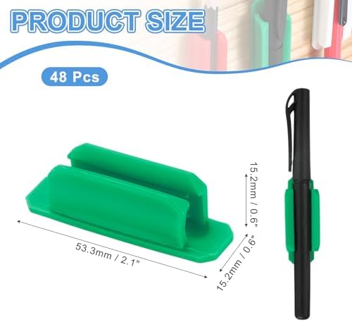 PATIKIL Adhesive Pen Holders, 48 Pack Silicone Flexible, Green - Image 2