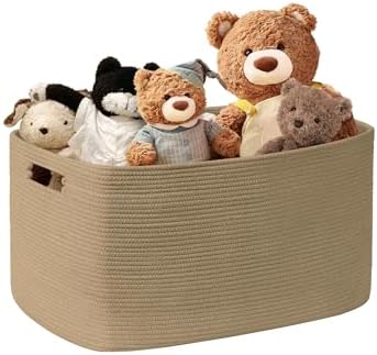 45L Small Woven Laundry Basket Hamper with Handles, Jute by SunNewt