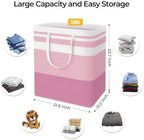 HomeHacks 2 Pack Laundry Baskets, Laundry Hampers Bags (Grey+Pink 100L) - Image 4