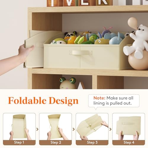 Lifewit Trapezoid Closet Storage Bin for Shelf, 6 Packs 23L, Beige - Image 6