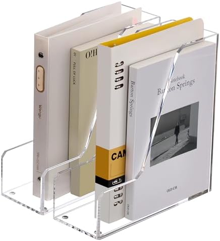 SANRUI Acrylic Desk Organizer, 3-lot Vertical File Organizer, 2-Pack Clear by SANRUI