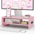 BONTEC Wooden Monitor Stand Riser for Desk, 2-Tier Computer Monitor Stand by BONTEC