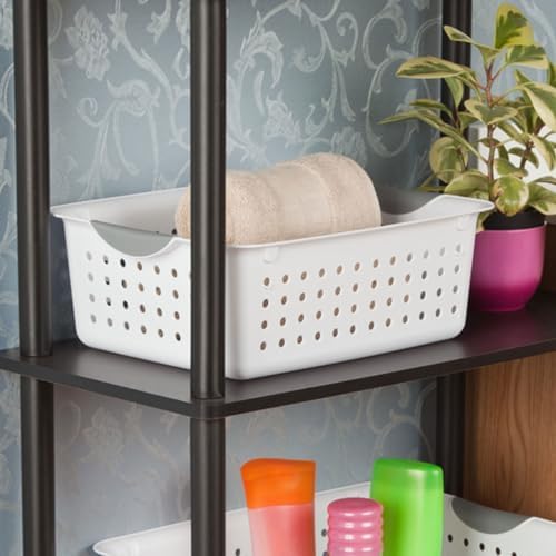 Sterilite 12-Pack Medium Ultra Basket, Open Top Plastic Storage Organizer, White - Classic Baskets for Organizing Countertops, Pantry Shelves, Kitchen Cabinets, Laundry Rooms or Home Offices - Image 6