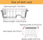 NiuYichee Stainless Steel Dish Drying Rack(14.2" L x 9.5" W x 4.1" H), Expandable Fruit & Vegetable Drain Rack Over Sink, Dish Drainer Rack in Sink, with Utensil Holder & 16" Silicone Mat - Image 5