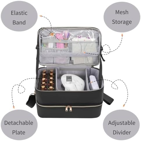 Nail Polish Organizer Bag Holds 50+ Bottles (15ml/0.5 fl.oz) &UV Nail Lamp - Image 4
