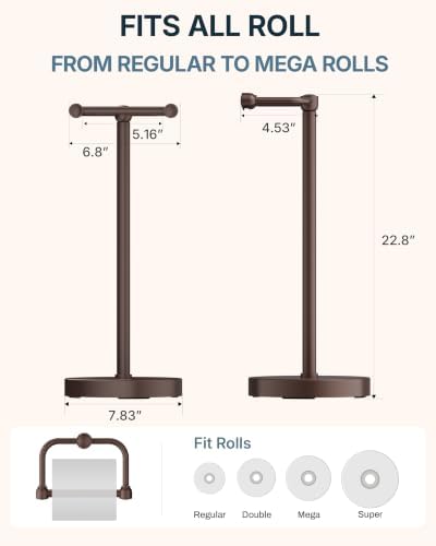 RARXTR Toilet Paper Holder Stand with Heavy Stable Base No Tipping Bronze - Image 7