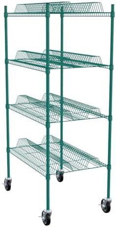 PRO&Family 24" x 36" Mobile Green Epoxy 4-Tier Commercial Drying Rack with Casters – Heavy Duty Wire Shelving for Dish Drying, Kitchen Storage & Food Service Use (1 1/4" Slots) - Image 5