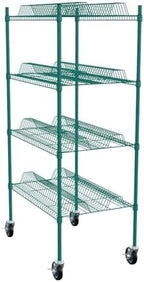PRO&Family 24" x 36" Mobile Green Epoxy 4-Tier Commercial Drying Rack with Casters – Heavy Duty Wire Shelving for Dish Drying, Kitchen Storage & Food Service Use (1 1/4" Slots) - Image 5