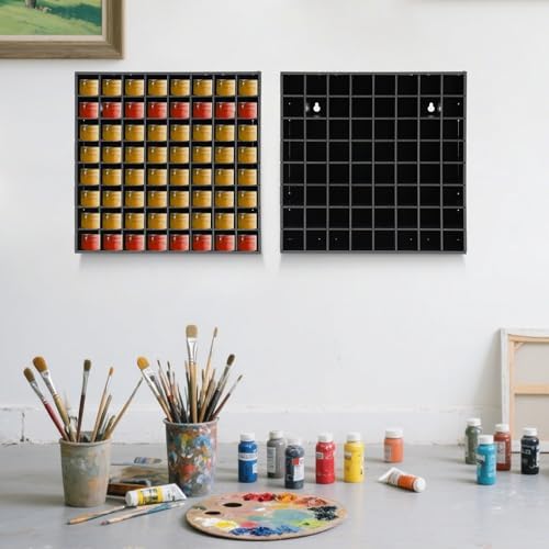 2 Pcs Paint Organizer, Wall-mountable Craft Paints Storage Rack, PVC Board,12.99X3.54X12.99 in,for DIY Crafters Spray Painters Studios, Galleries (Black) by Unknown