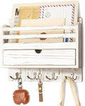 Rebee Vision Mail Organizer Wall Mount with Drawer for Entryway, Whitewash by REBEEVISION