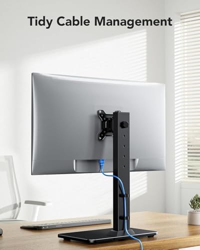 HUANUO Monitor Stand, Freestanding VESA Mount for 13 to 34 Inch Screens, Holds up to 44lbs, 5 Height Options, Swivel Desk Stand Riser With 360 Rotation, VESA 75x75mm/100x100mm - Image 5