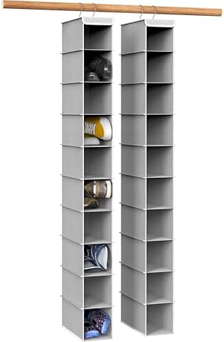 Simple Houseware 2 Pack 10 Shelves Hanging Shoe Organizer, Gray by SimpleHouseware