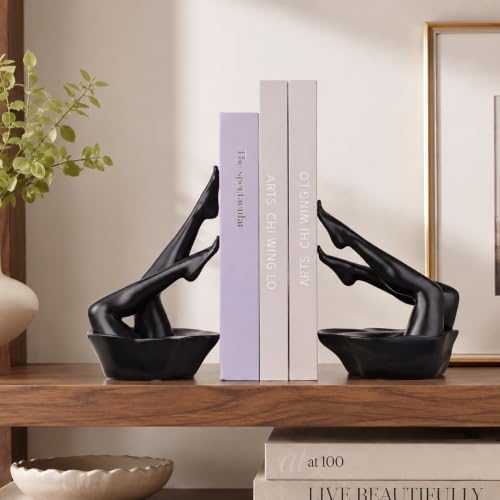 Black Legs Sculpture Bookends for Shelves, Modern Book Ends Decorative - Image 6
