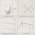 Over-The-Toilet Storage Shelf, 4-Tier Bathroom Organizers and Storage with Wooden Shelf, Freestanding Bathroom Storage Shelves Above Toilet for Laundry & Space Saver, White - Image 3