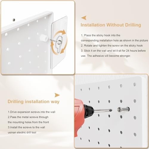 FZK Modular Plastic Peg Board Wall Organizer Kit, 12x12, White - Image 6