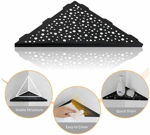 WELLUP Shower Corner Shelf 2 Pack,10" Shower Shelf for Tiled Wall Black - Image 5