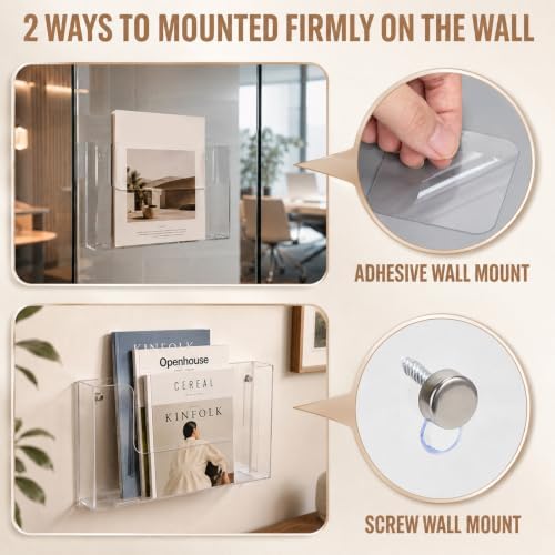 Ripeng 4 Pack Acrylic Brochure Holder Wall Mount, 11.5 x 8 Inch - Image 3