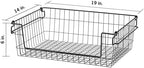 TRINITY Set of 2 19" Stackable Metal Wire Storage Baskets w Handles, Black - Image 2