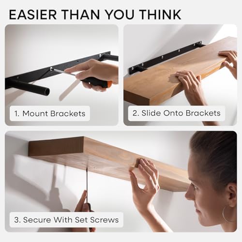 Homeforia 30 Inch Floating Shelves, High-End Solid Pine Wood, Set of 2 - Image 5