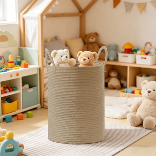 53L Tall Cotton Rope Laundry Basket with Handles, Jute - Image 6