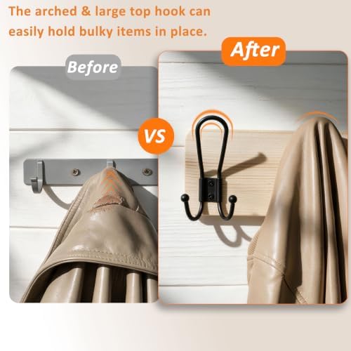SKOLOO Coat Rack Wall Mount, Solid Wood Wall Mounted Coat Rack with Hooks, 24 Inch Wooden Coat Hooks for Wall, Modern Entryway Hallway Organizer, Pre-Assembled, Wood Natural, Pack of 2 - Image 4