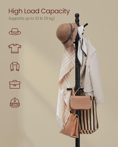 VASAGLE Freestanding Coat Rack, Rubber Wood Coat Tree with 10 Hooks - Image 3