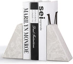 Marble Bookends for Heavy Books, Decorative Book Ends for Shelves, Durable and Heavy-Duty Bookends for Hardback Book & CDS, Off-White Unique Books Stopper & Holder, Set of 2 by Karibiber