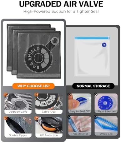 3D Printer Filament Storage Bags with USB Vacuum Pump, 20 Reusable Vacuum Storage Bags for 1kg Spools, 20 Desiccants, 5 Clips, Moisture-Proof Dustproof Storage for PLA, ABS, PETG - Image 5