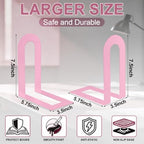 Chunful 6 Pcs Pink Metal BookEnds Shelves, 7.5 x 5.75 x 3.5 in - Image 2