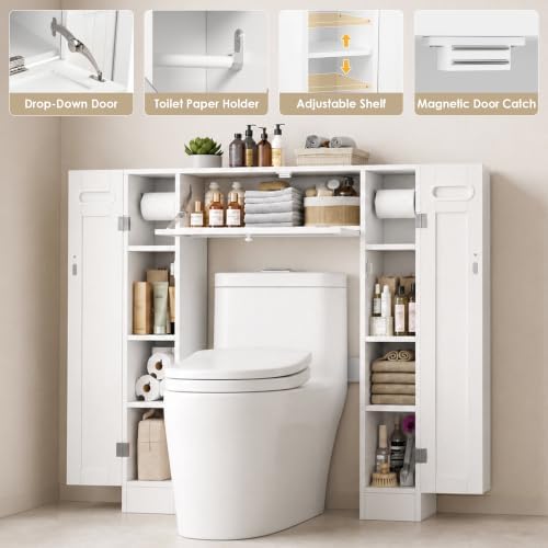 Keyluv Short Over the Toilet Storage Cabinet with Doors for Small Bathrooms - Image 5